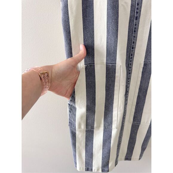 Vince Camuto Blue Denim Striped Casual Overall Dress Size Extra Small - Picture 8 of 12
